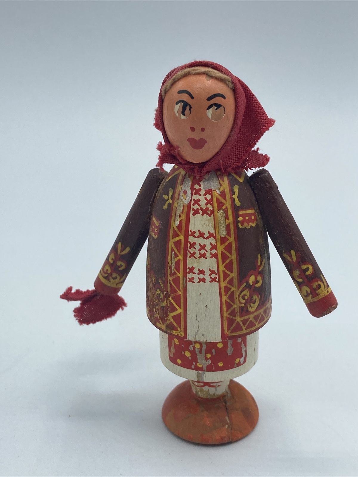 Vintage German Wooden Figurines Man and Woman Couple
