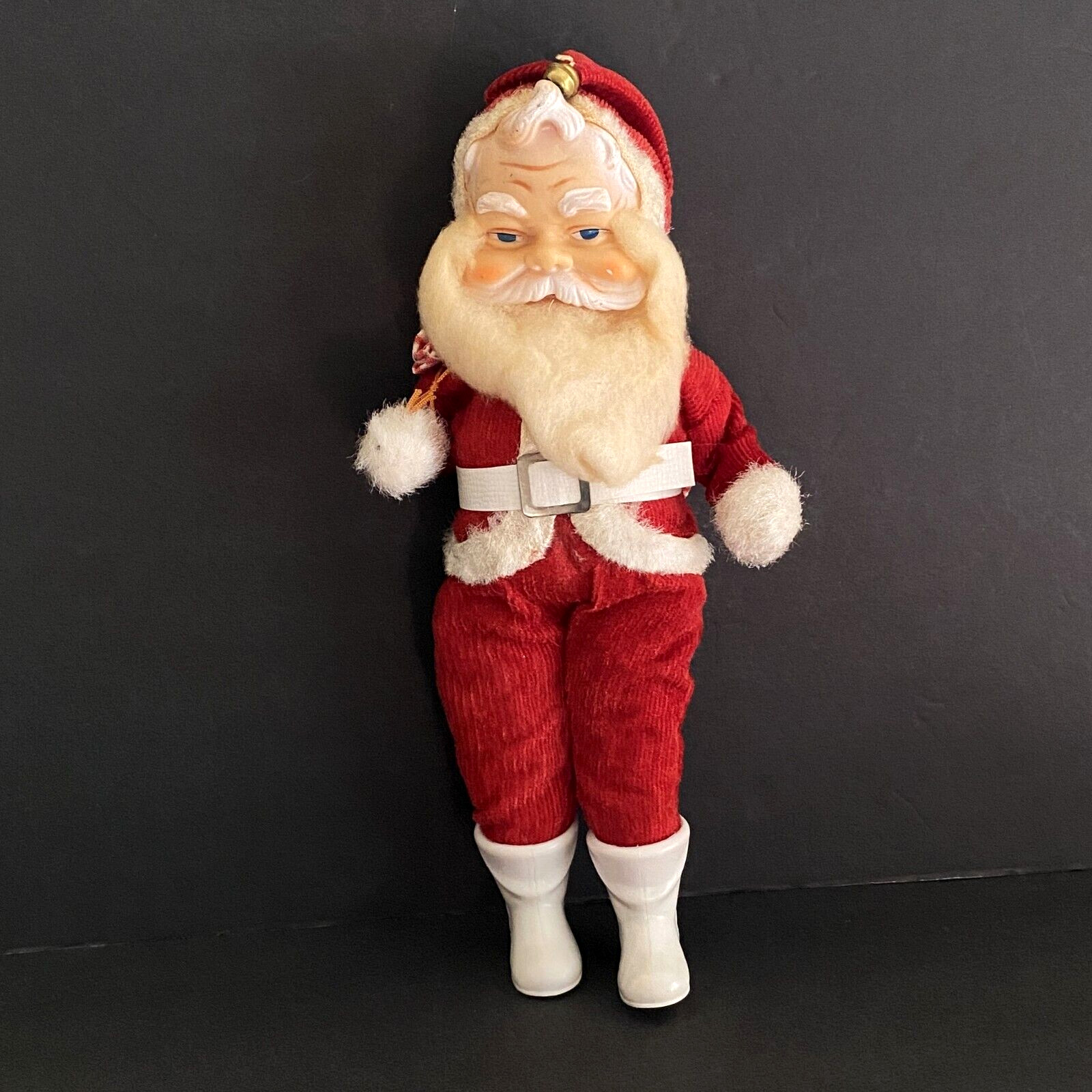 Standing Santa Claus 10.5in Plastic Figurine Christmas White Boots 1970s Japan