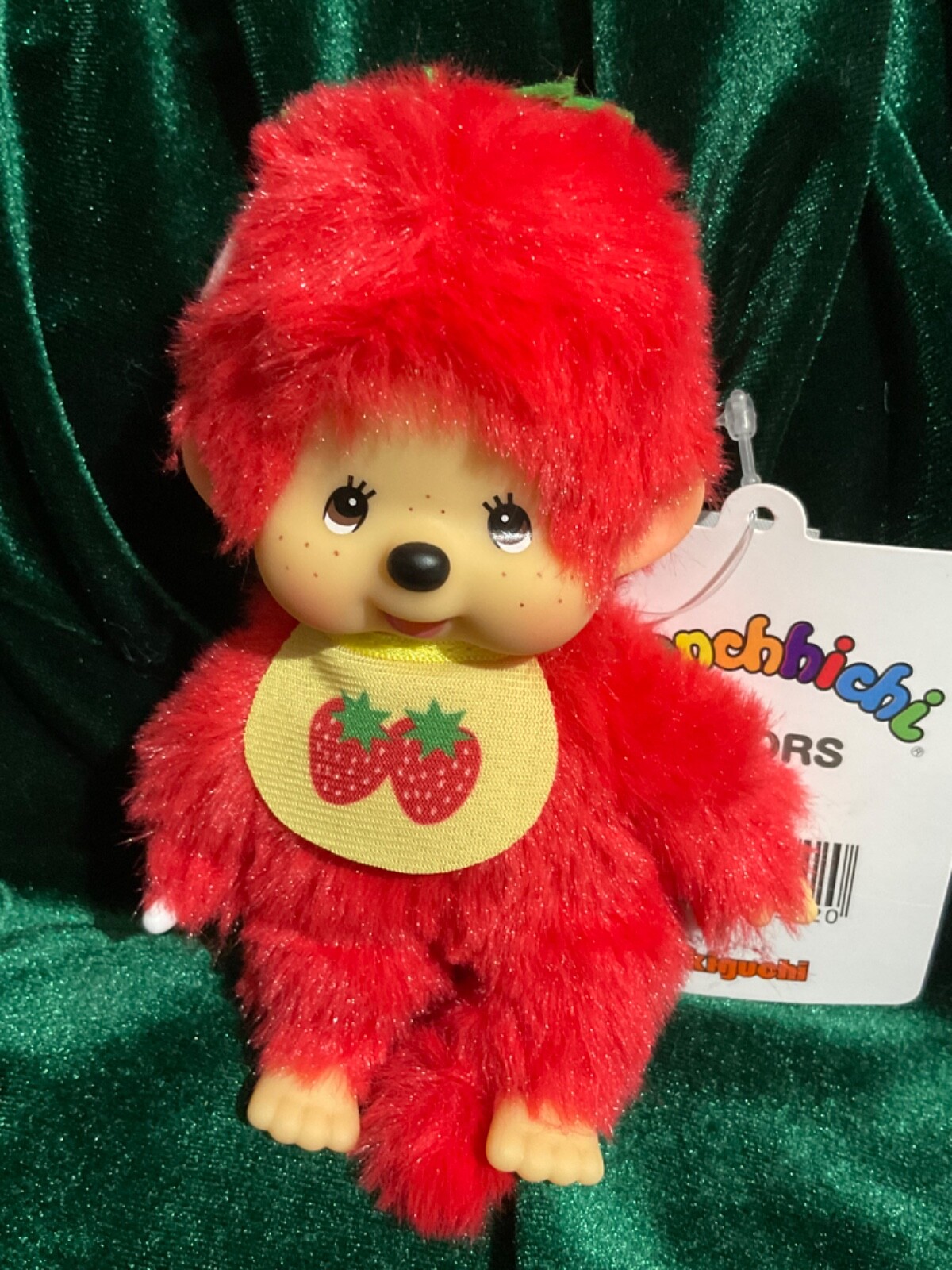 Monchhichi Mascot Sekiguchi STRAWBERRY Fruit Colors 5.5 inch Plush Doll