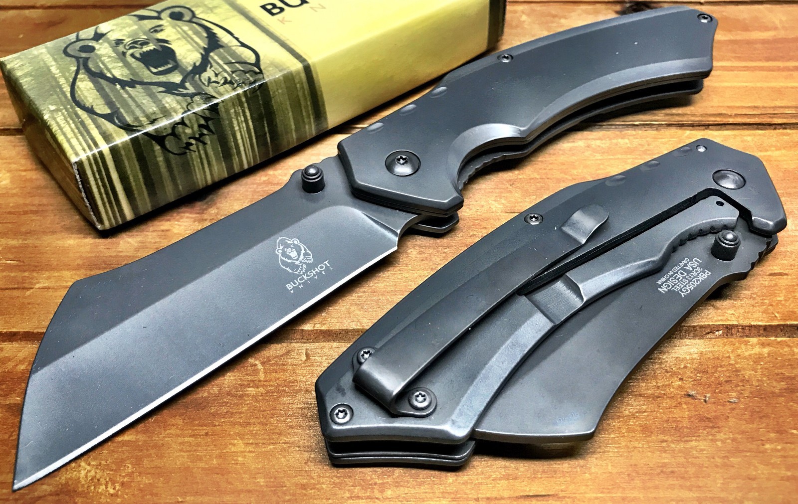8″ TACTICAL Spring Assisted Open Pocket Knife CLEAVER RAZOR FOLDING Blade GY 205