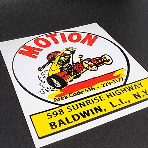 MOTION PERFORMANCE Vintage Style DECAL / STICKER, Baldwin NY, rat rod, racing