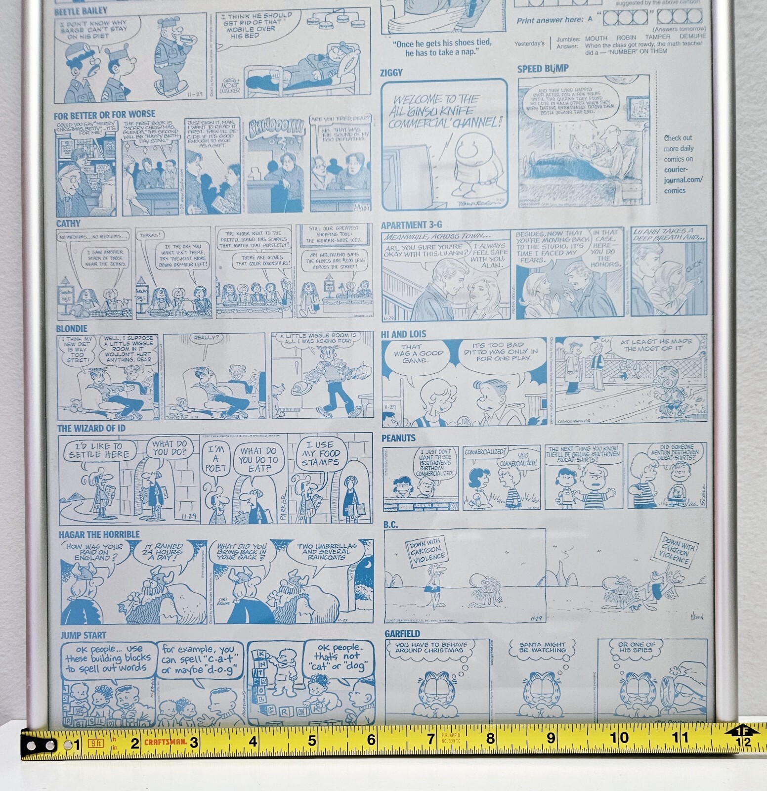 Courier-Journal November 2007 Features/Comic Strips Cyan Printing Plate- Framed