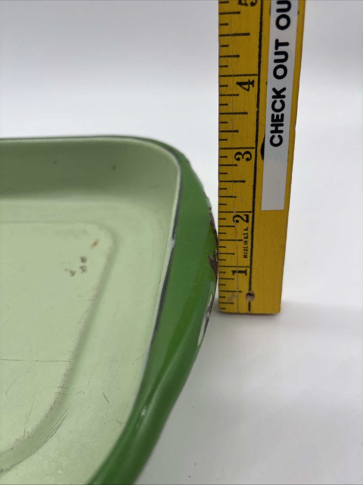 Vintage Green Enamelware Rectangle 9 x 15 x 2″ Pan Farmhouse Cottagecore Country