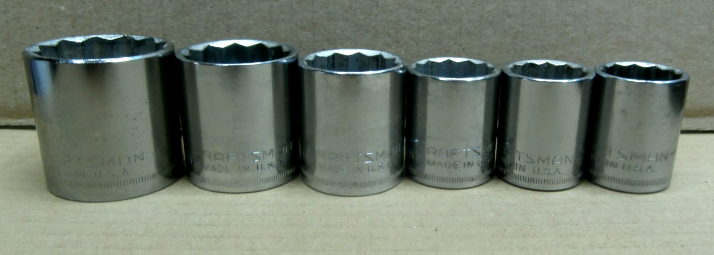 Lot/5 CRAFTSMAN Tools USA 12pt 1/2″ Metric Sockets 21mm 22mm 24mm 27mm 30mm 32mm