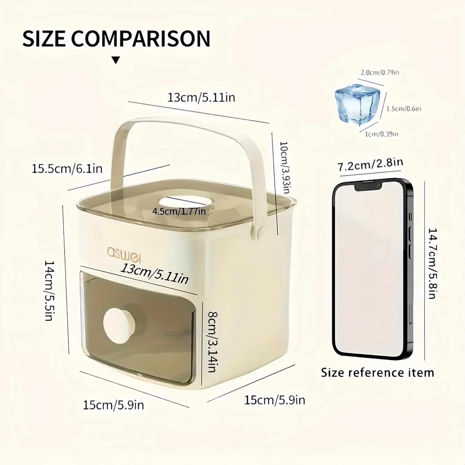 Ice Cube Maker, Ice Cube Tray with Lid and Bin, Portable Ice Maker, Handled P…