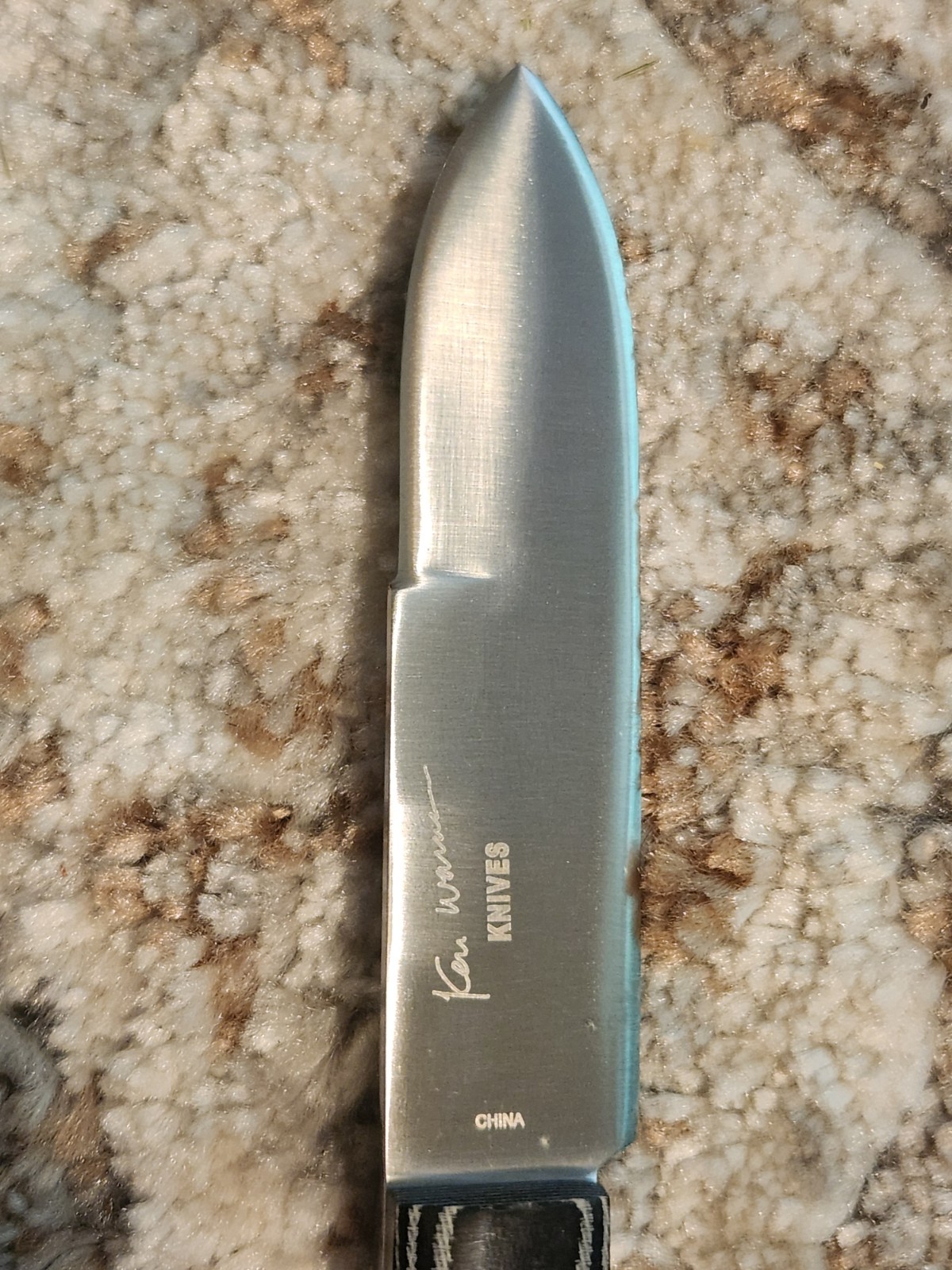 Ken Warner KW Utility Fixed Blade Knife 3-3.49in Drop Point Micarta Sheath