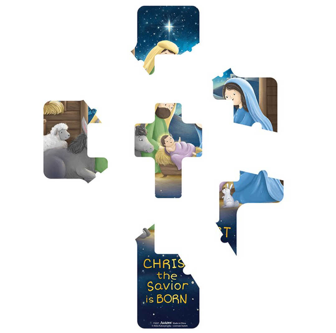 Children’s Easter and Christmas Nativity Cross Shaped Puzzle Magnet Set Kids