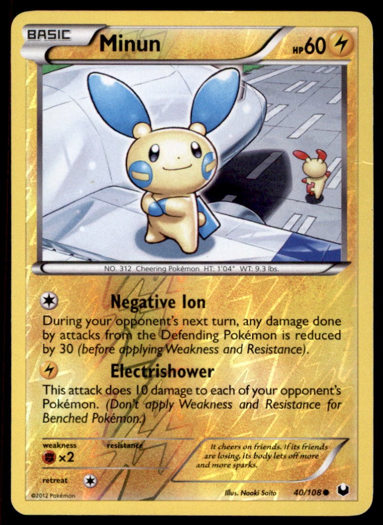Minun 40/108 Common Dark Explorers Pokemon Reverse Holo Lightly Played