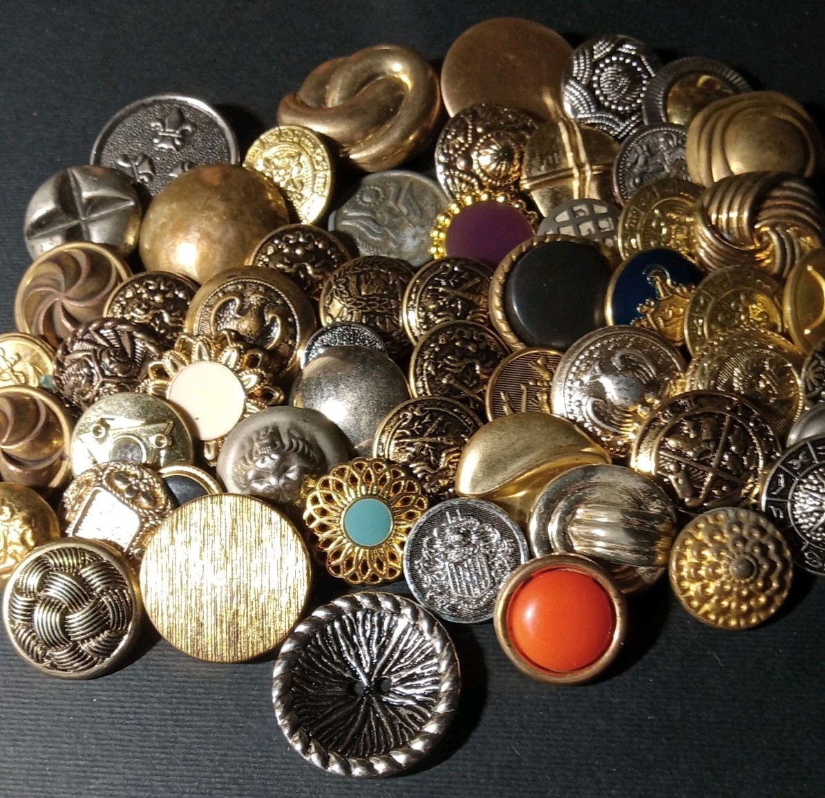 Mixed Lot Of 56 Vintage Metal & Plastic Buttons