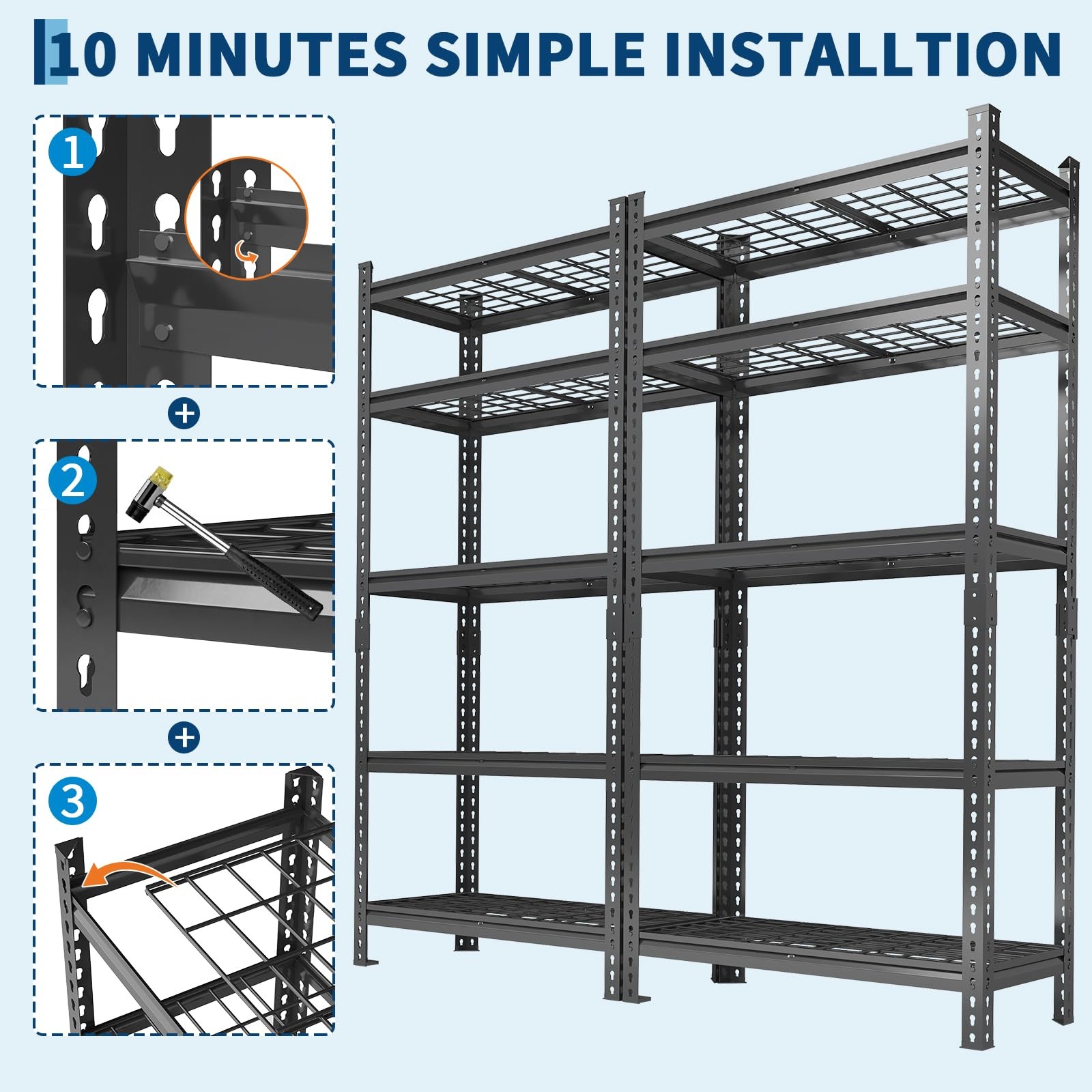 Garvee Garage Shelving 2200 Lbs Storage Shelves Adjustable Metal Shelving Unit