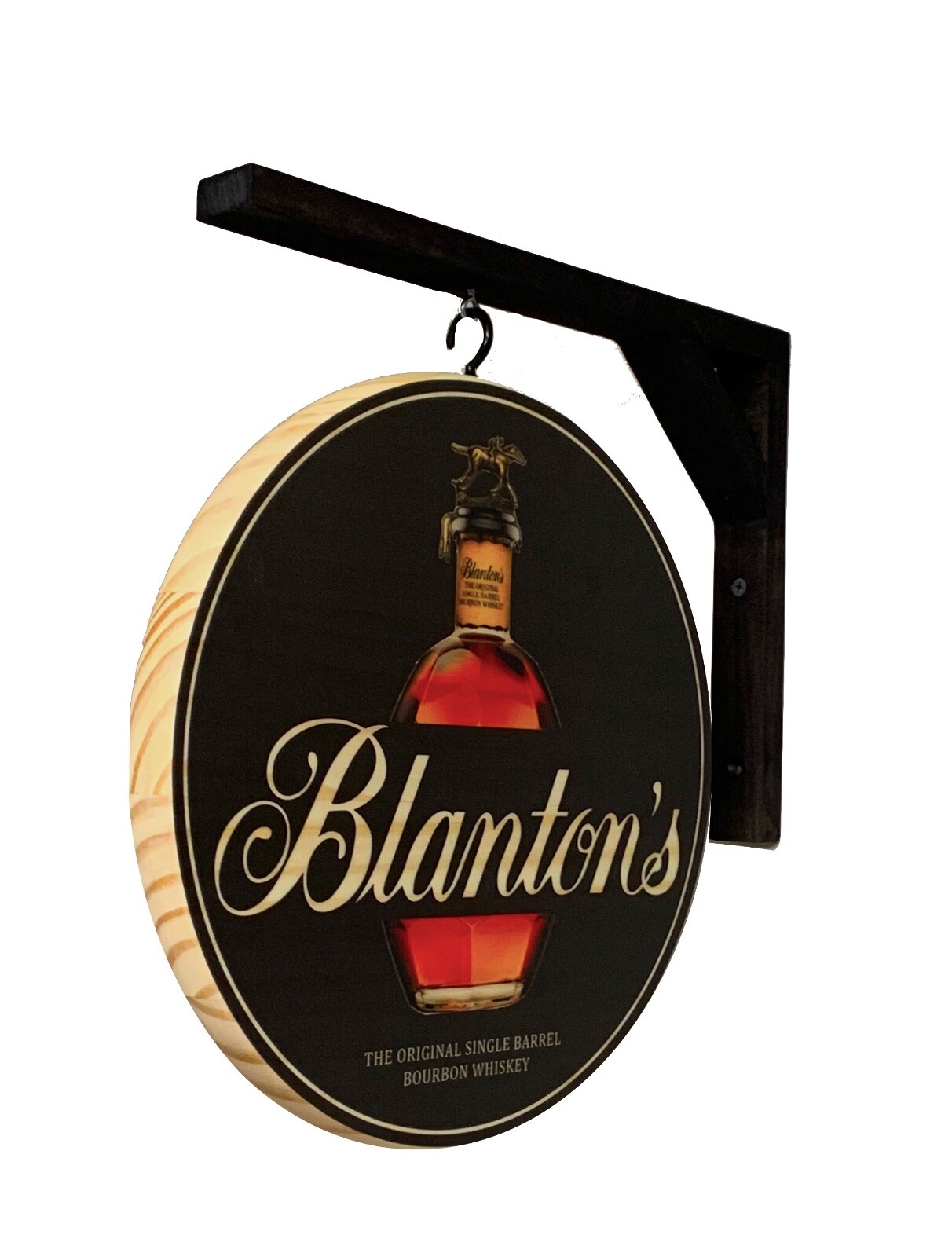 Bourbon Pub Sign – Blanton’s 12 in. diam. 2 sided wall sign – bracket included
