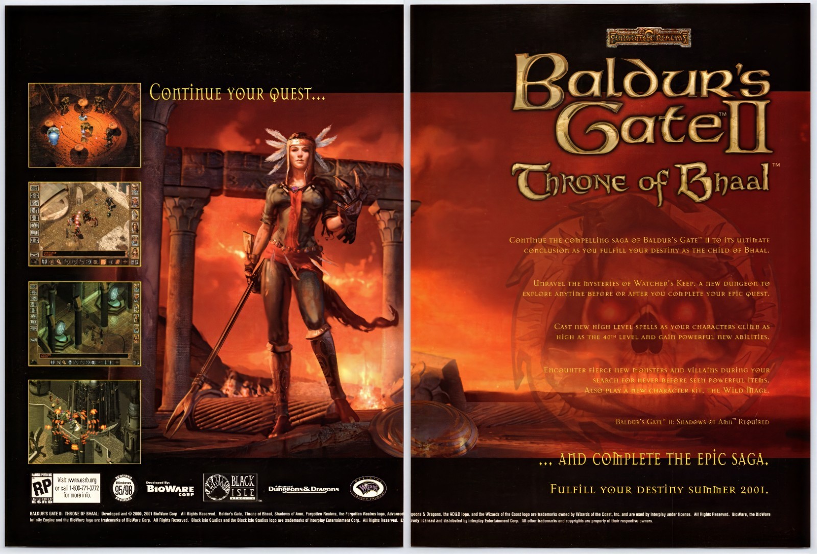 Baldur’s Gate II: Throne Of Bhaal – PC – Original Print Ad/Poster Promo 2001