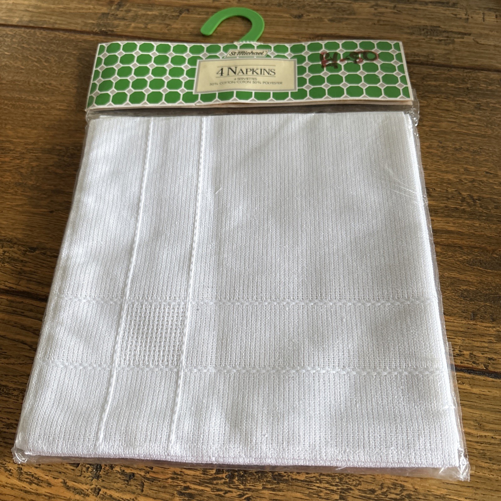 Vintage M&S St Michael Napkins Set of 4 White Cotton Polyester Blend BNWT