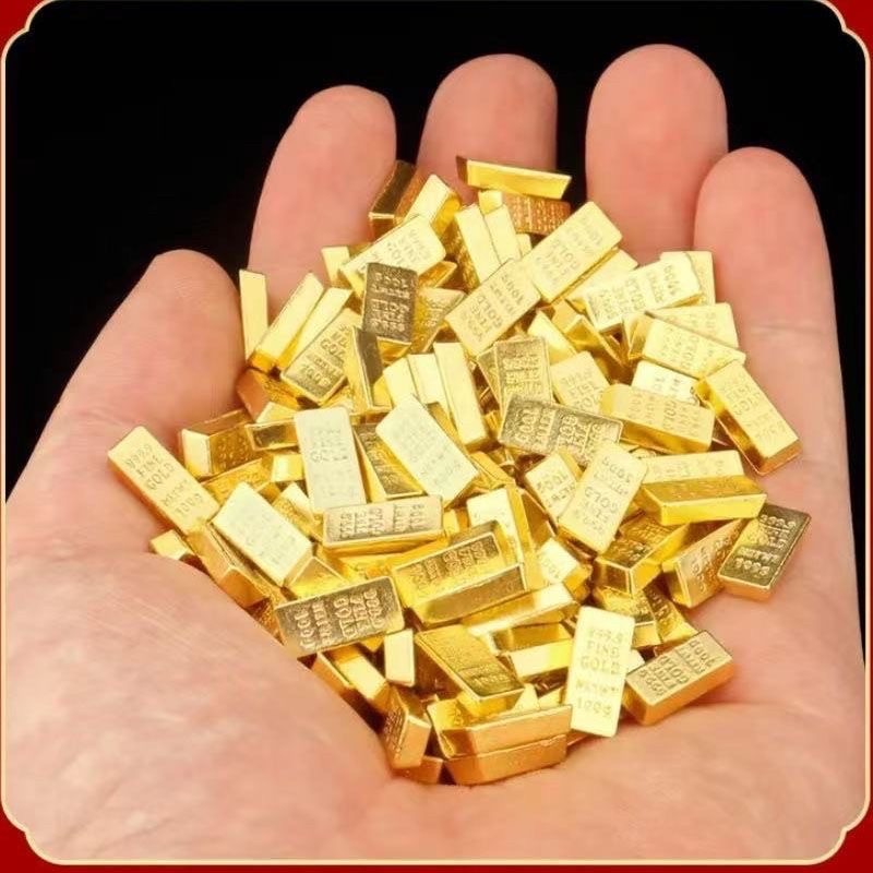 10 Pieces Miniature Gold Bar Replica Metal Weight Model Decoration Collectible