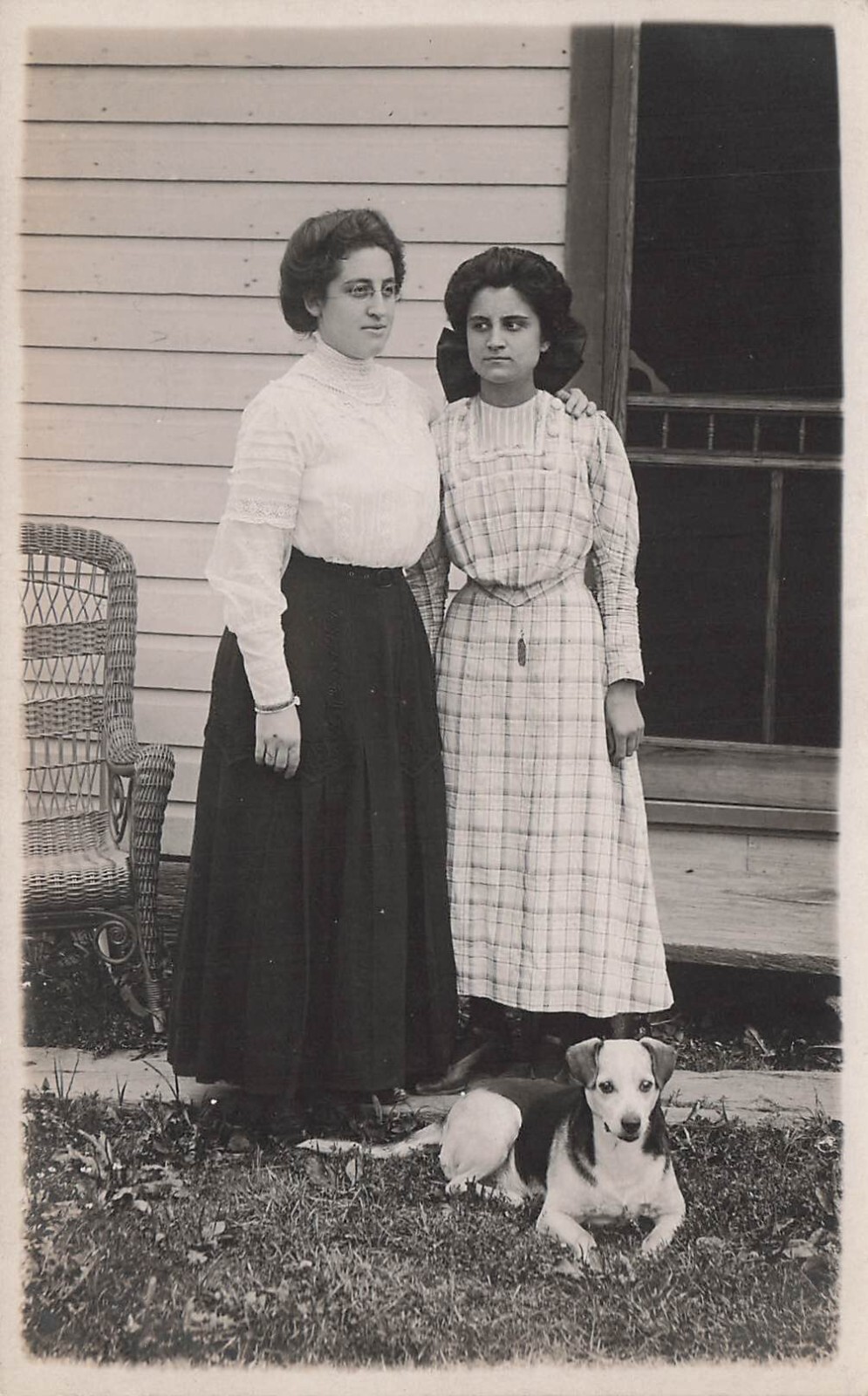 Delphos Ohio Mother Daughter Jack Russell Terrier Dog Puppy Photo Postcard G39