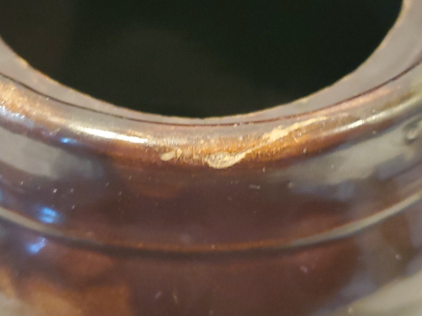 Antique Peoria Pottery Brown Crock Storage Jar 8 1/4″ Tall No Lid