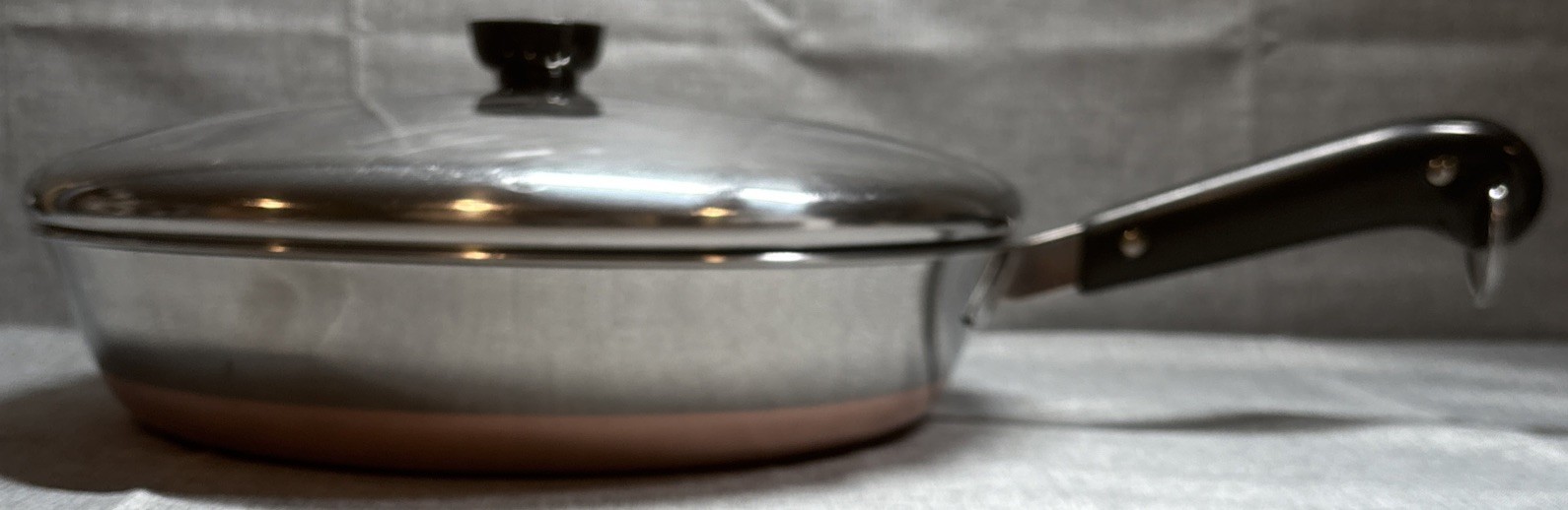 VTG Revere Ware Pre 1968 Copper Bottom 12″ Skillet Chicken Frying Pan + Lid USA