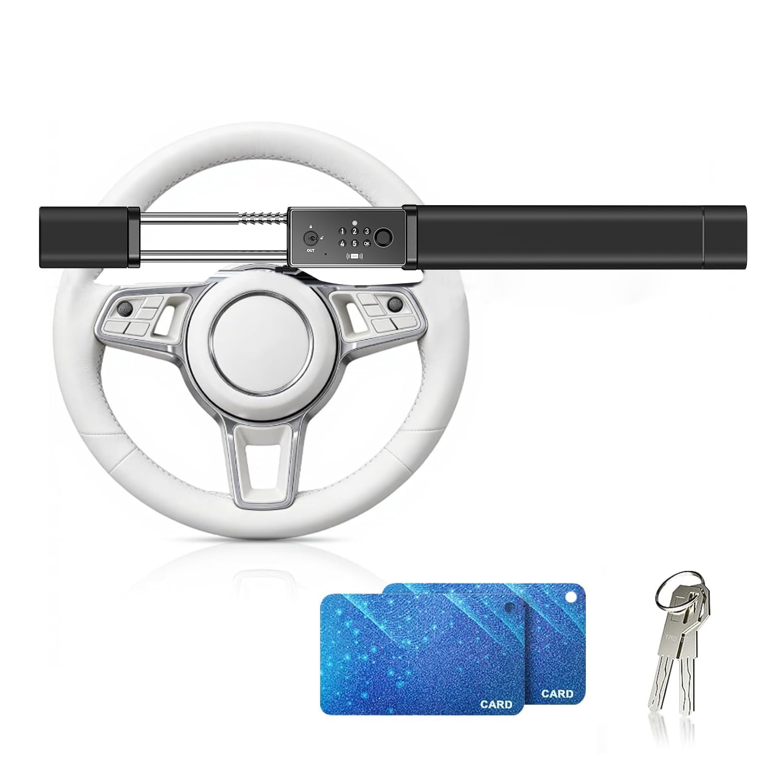 KYX Smart Steering Wheel Lock with Alarm Anti Theft,Fingerprint,Password, IC …