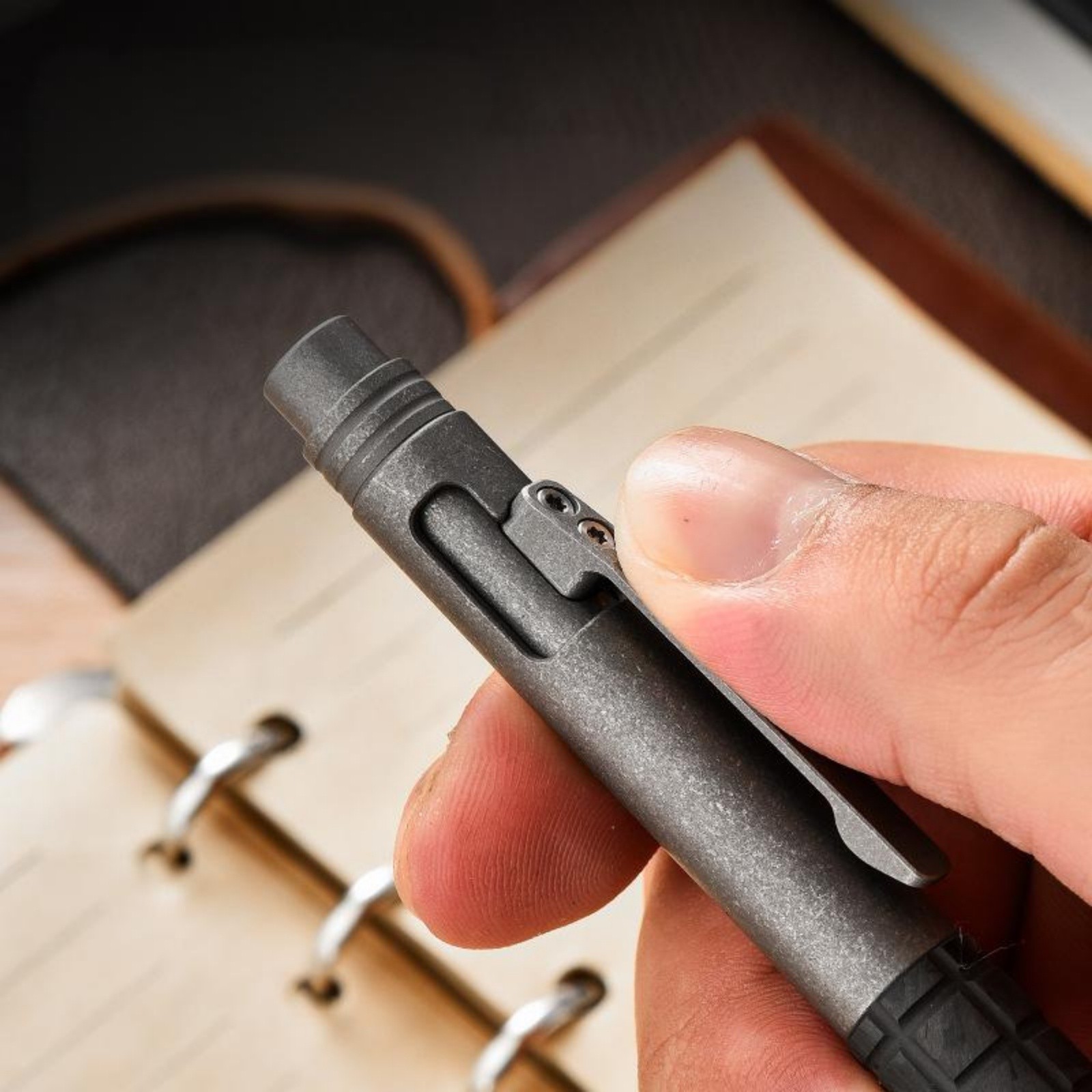 Titanium Alloy Bolt Action Tactical Pen with Clip EDC Survival Tool Portable