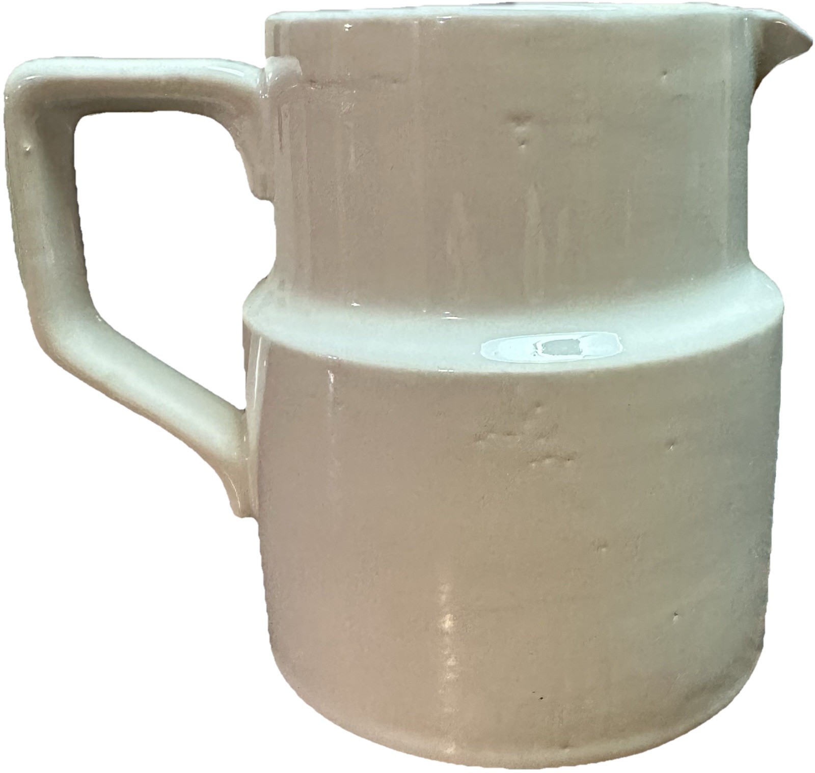 VTG CERAMIC PITCHER WHITE CREAM ENGLISH MILK WATER FARMHOUSE VASE DECOR 5 1/8”