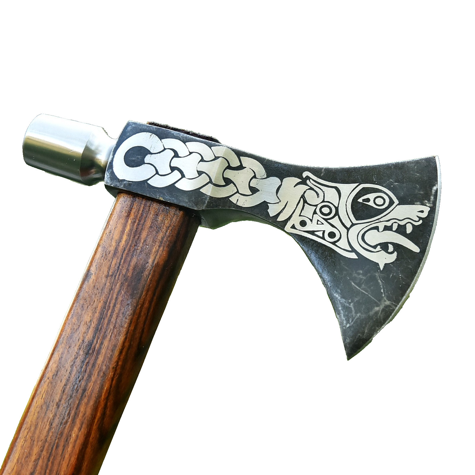 HANDMADE HUNTING HIGH CARBON STEEL AXE TOMAHAWK INTEGRAL Axe Ball Hammer