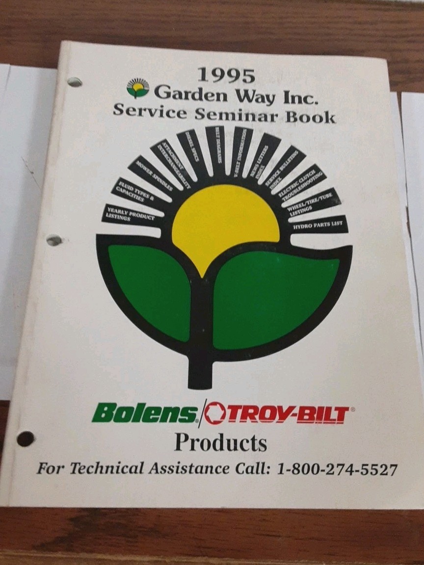 Vintage 1995 Garden Way Service Book on Troy-bilt, Bolens products 158 Pages