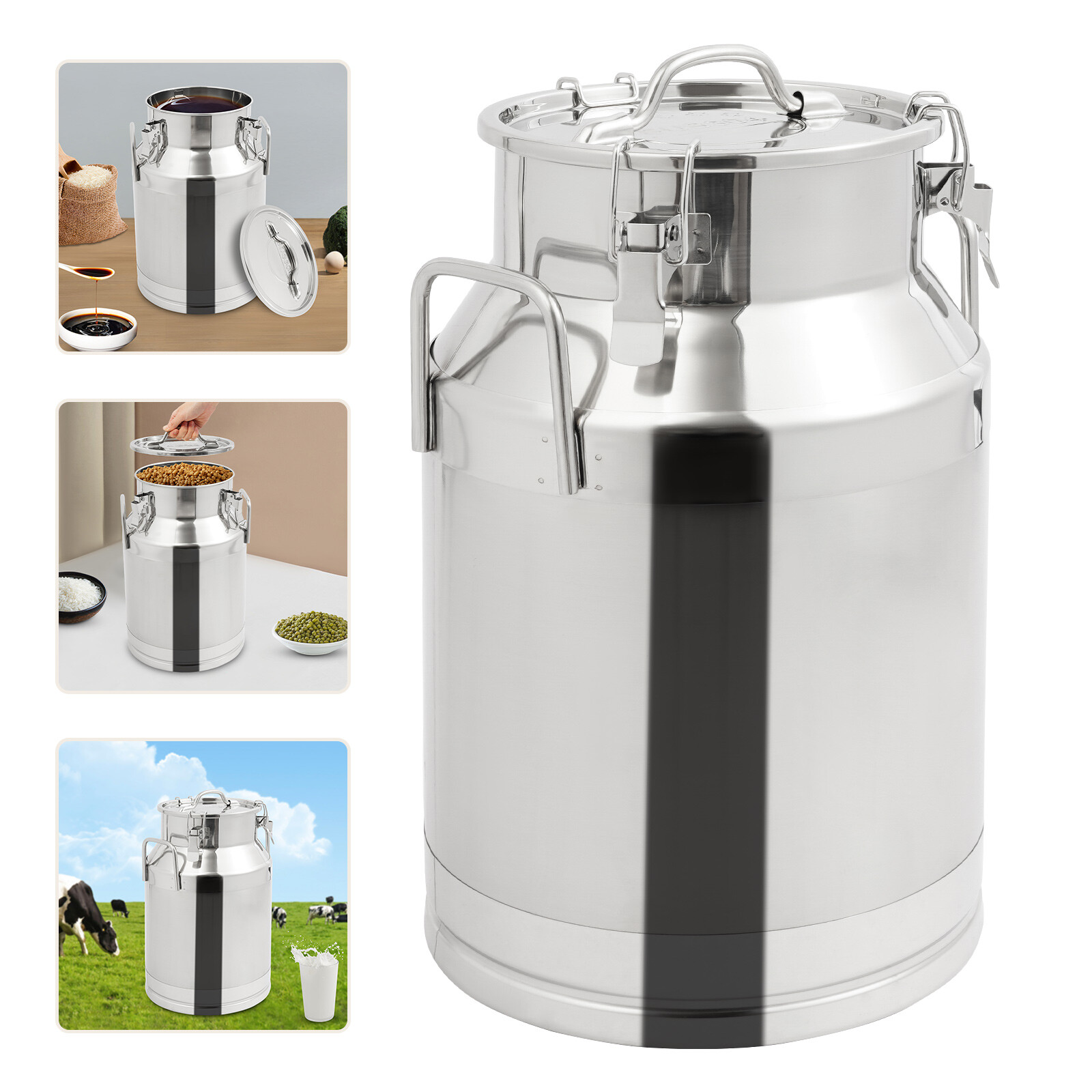 304 Stainless Steel Milk Can 28L 7.4Gal Milk Container Milk Bucket Good Sealing