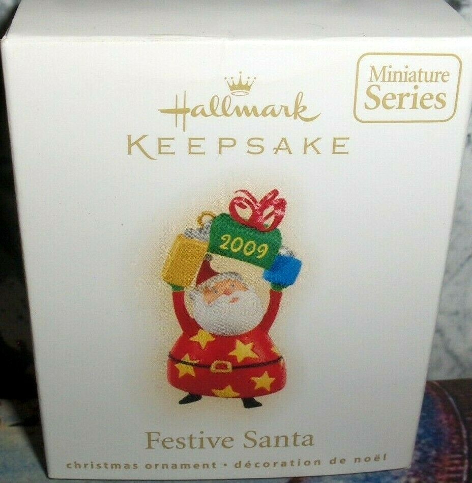 Festive Santa-2009`Miniature-Presents Designed To Bring Joy,Hallmark Ornament