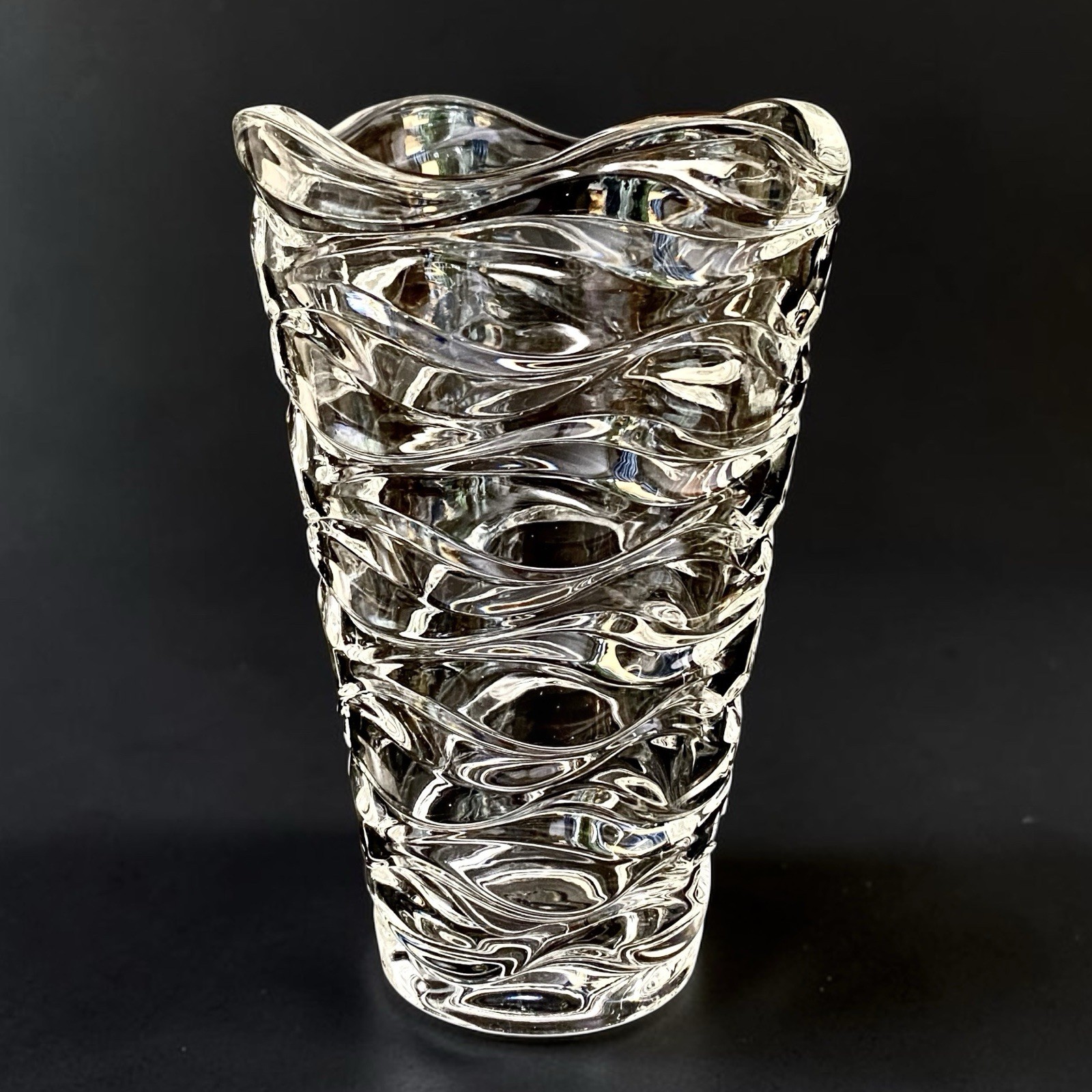 Art Deco Ornate Large Crystal Vase Contemporary Table Decor 9” Mikasa Atlantic