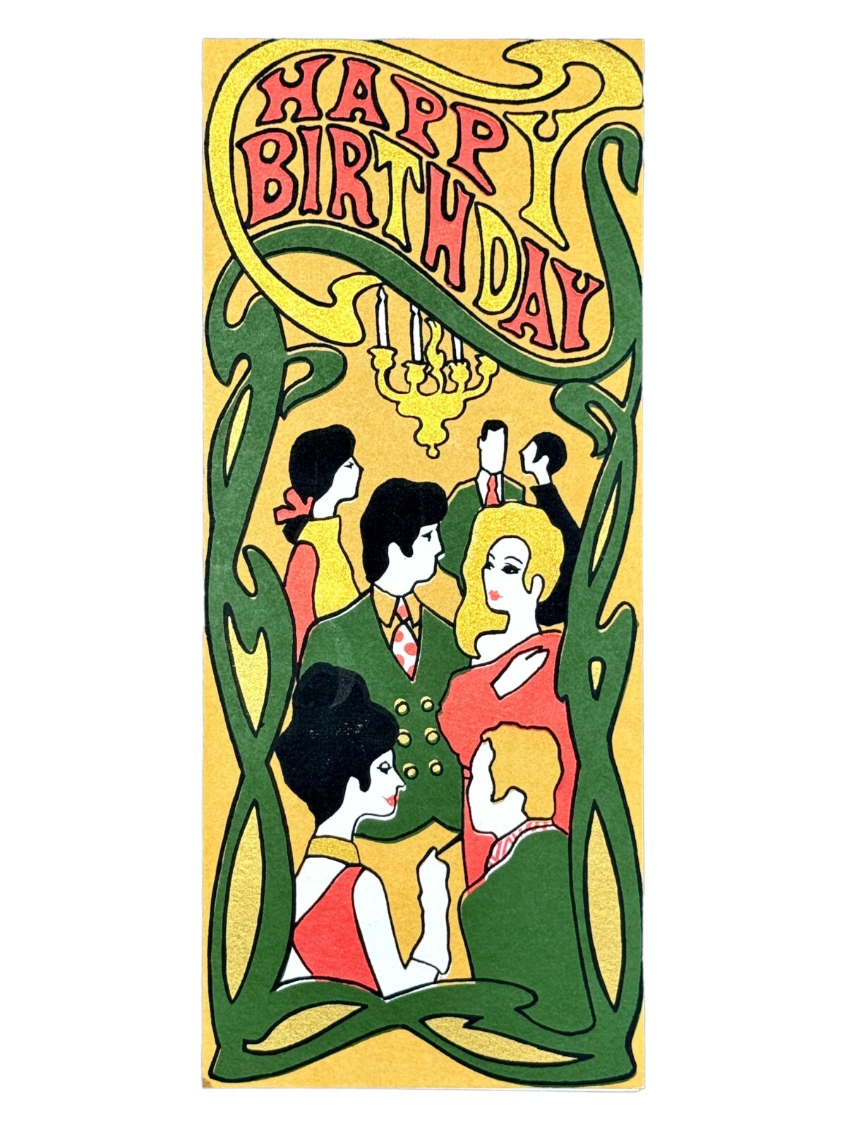 Cool Vintage BIRTHDAY Card, Fancy Party People Gathering by OZ Carte Blanche +✉