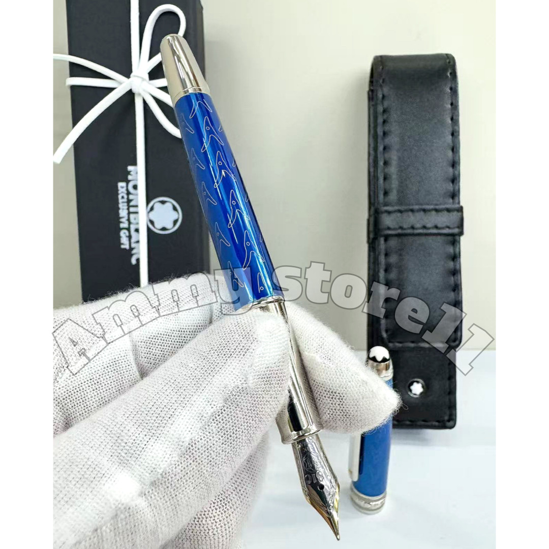 MONTBLANC Meisterstuck Le Petit Prince Fountain Pen 163 Silver-Blue w/ Box