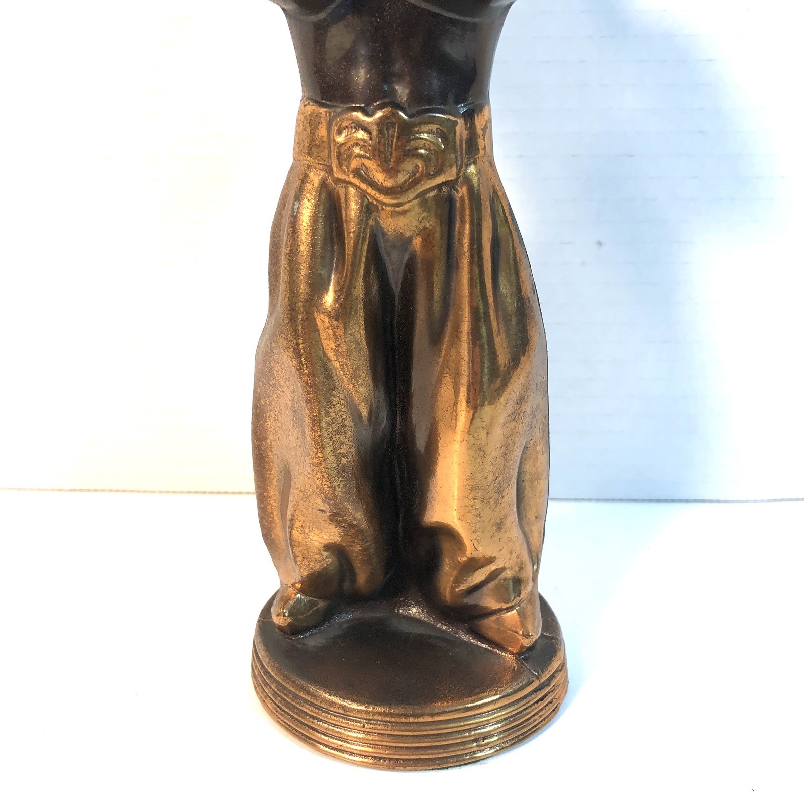Vintage 1950s Bronze Metal and Copper Blackamoor Genie Statue 9.5in Tall