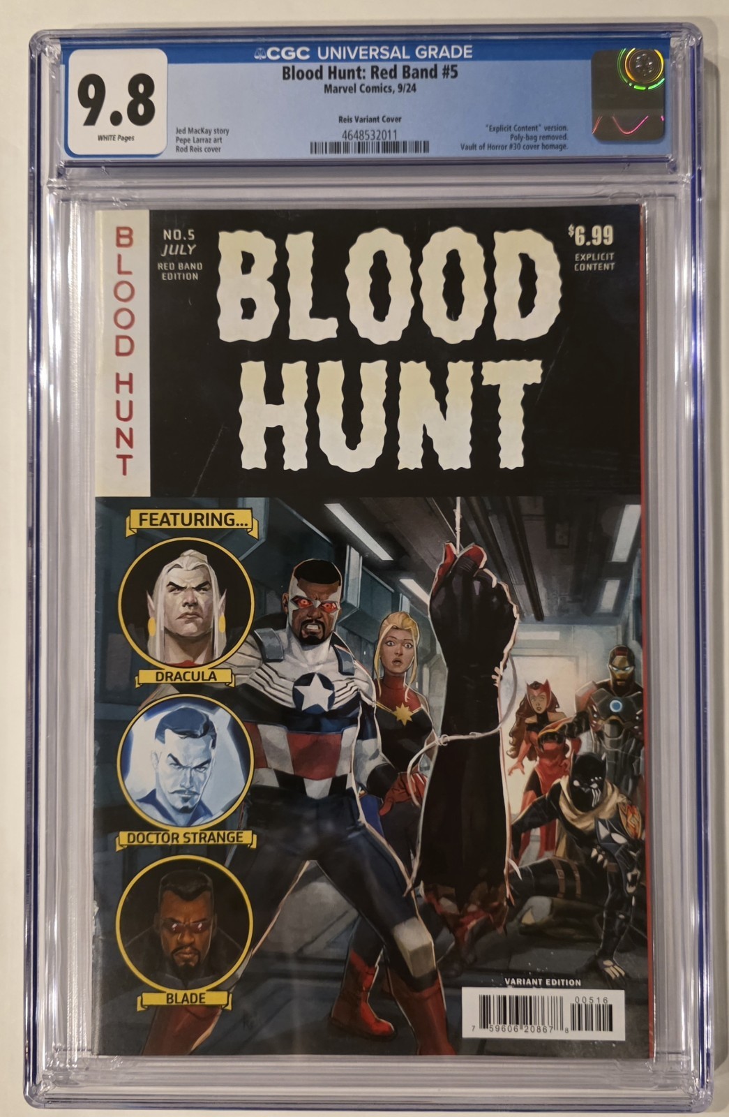 BLOOD HUNT: RED BAND #5 REIS VARIANT 1:25 Vault Of Horror 30 Cover Homage