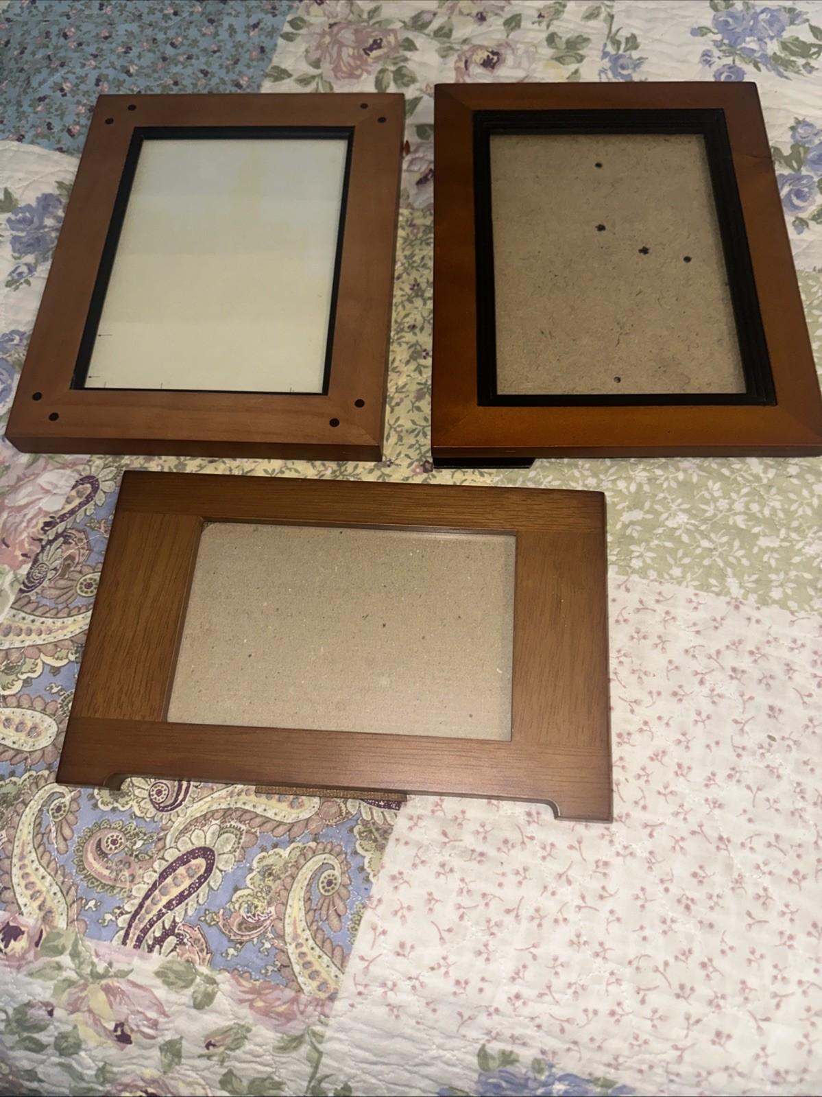 Vintage Fetch Shaker Wood Frame Lot Of 3 One 6×4 2 5×7 Inches Glass