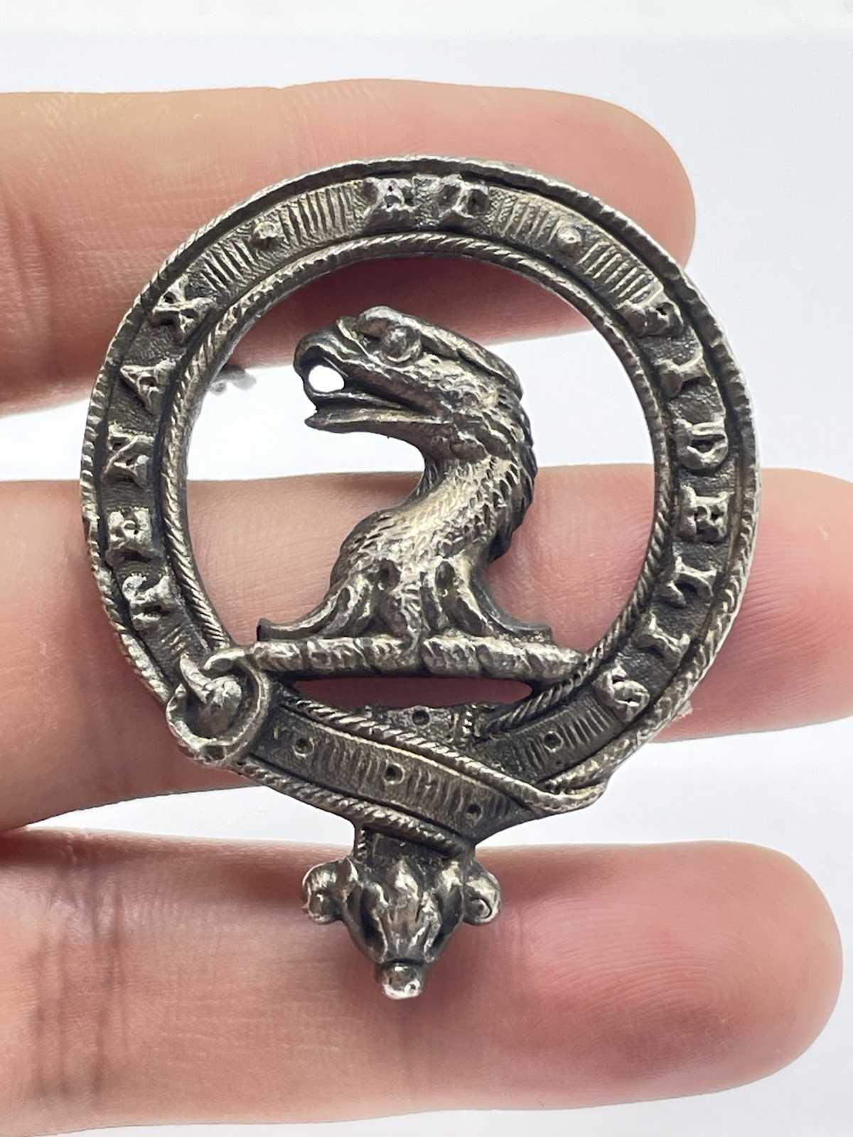 Large Detailed Antique Unknown Scottish Clan Tenax Et Fidelis Badge