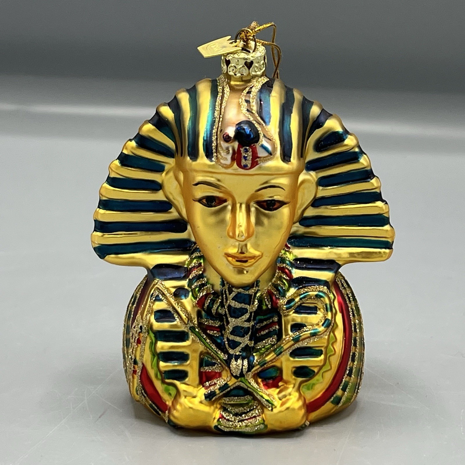 Kurt Adler Noble Gems King Tut Egyptian Large Glass Blown Ornament 4” Vintage