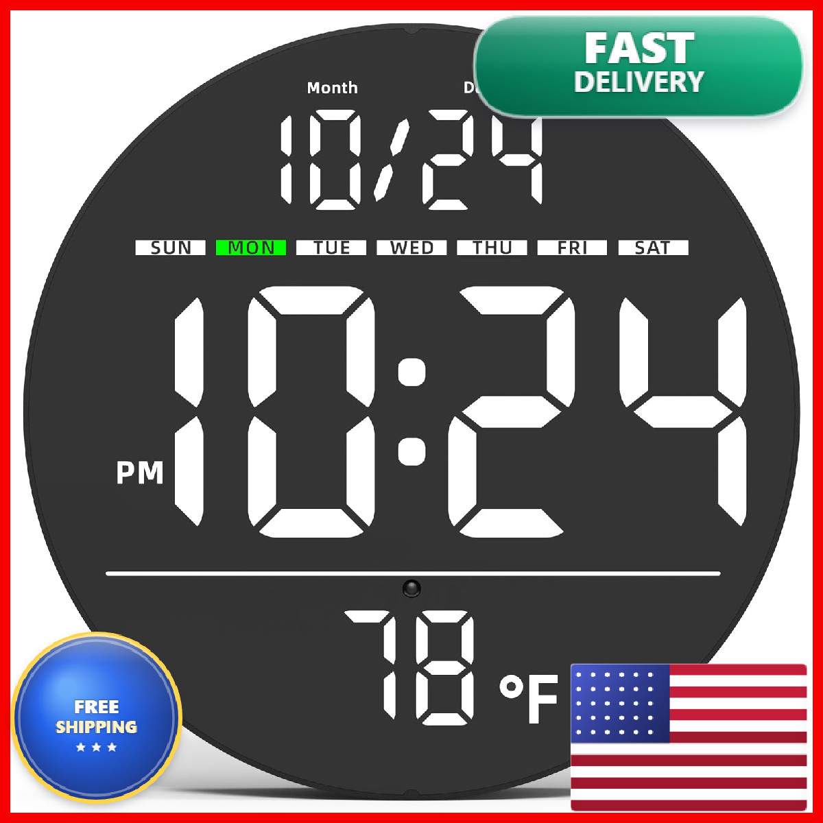 Xuanzit Digital Wall Large Led Display Date Temperature Plug-In Electric Wall