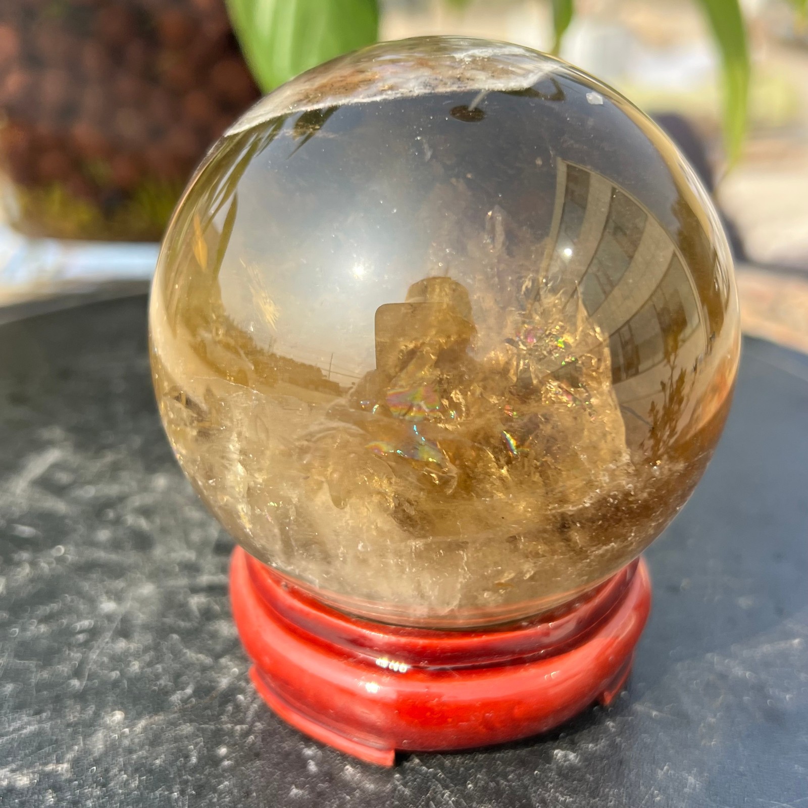 1.5LB Natural Smoky Quartz Crystal Sphere Polished Healing Ball Home Decor