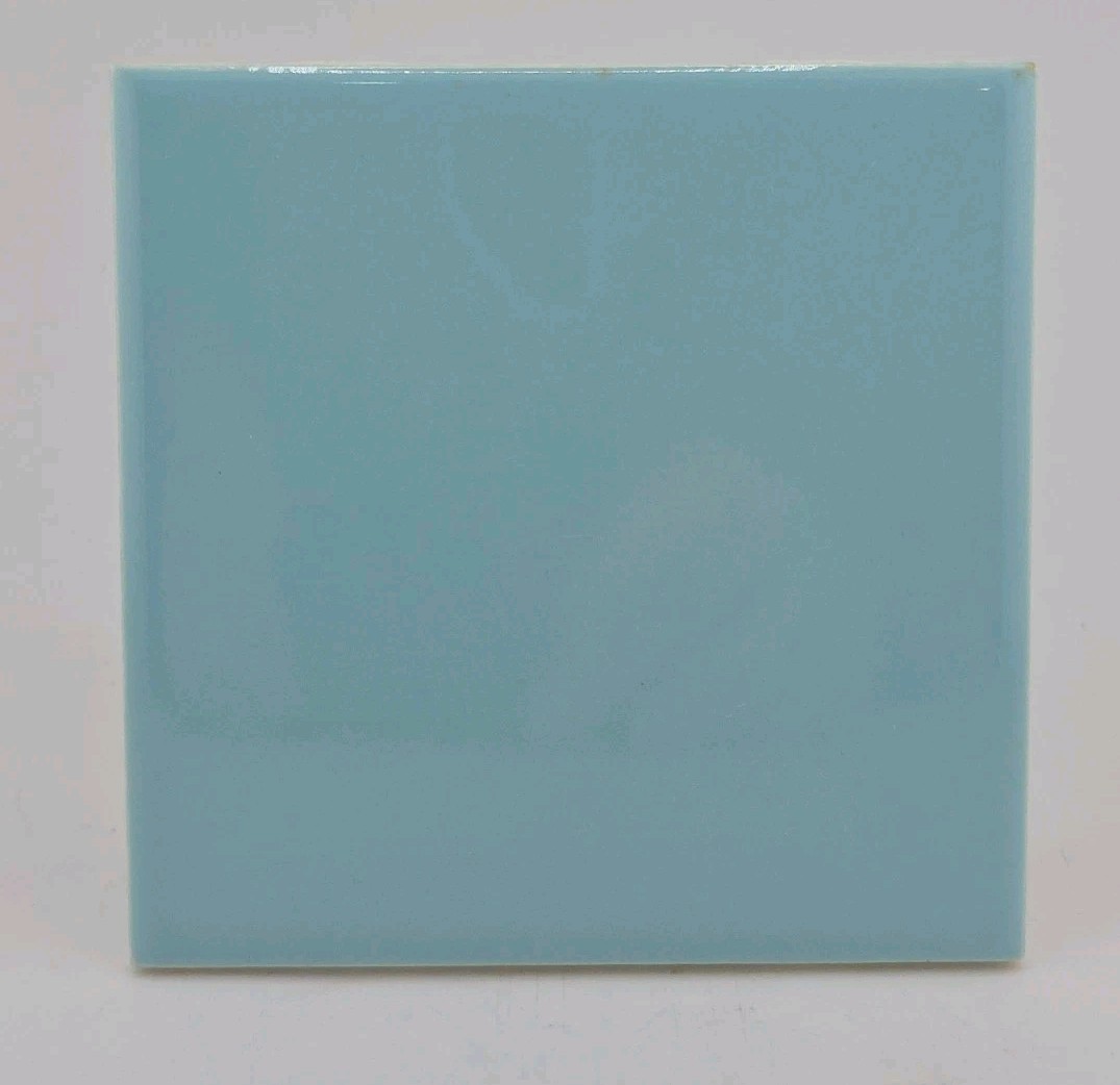 Vintage American Olean Ceramic Tile: Turquoise Flat 4.25″ X 4.25″ NOS