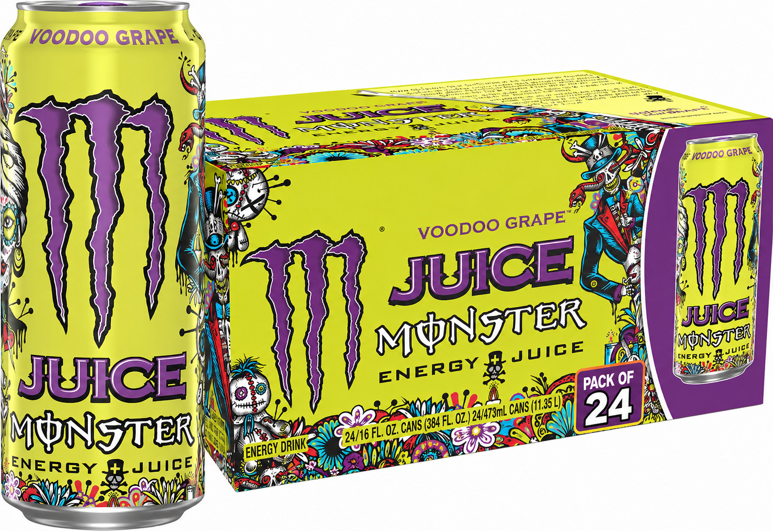Monster Energy Voodoo Grape, Energy + Juice,Energy Drink,Can,16 Ounce Pack of 24