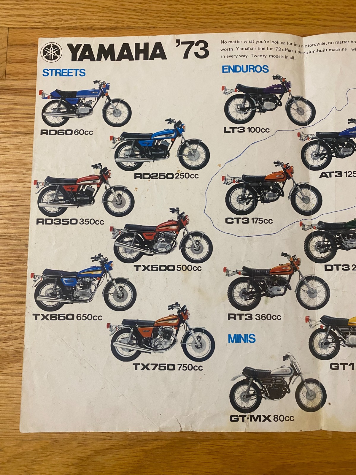 1973 Yamaha Motorcycle Complete Line Street Mini Bikes Motocross Road Racers Vtg