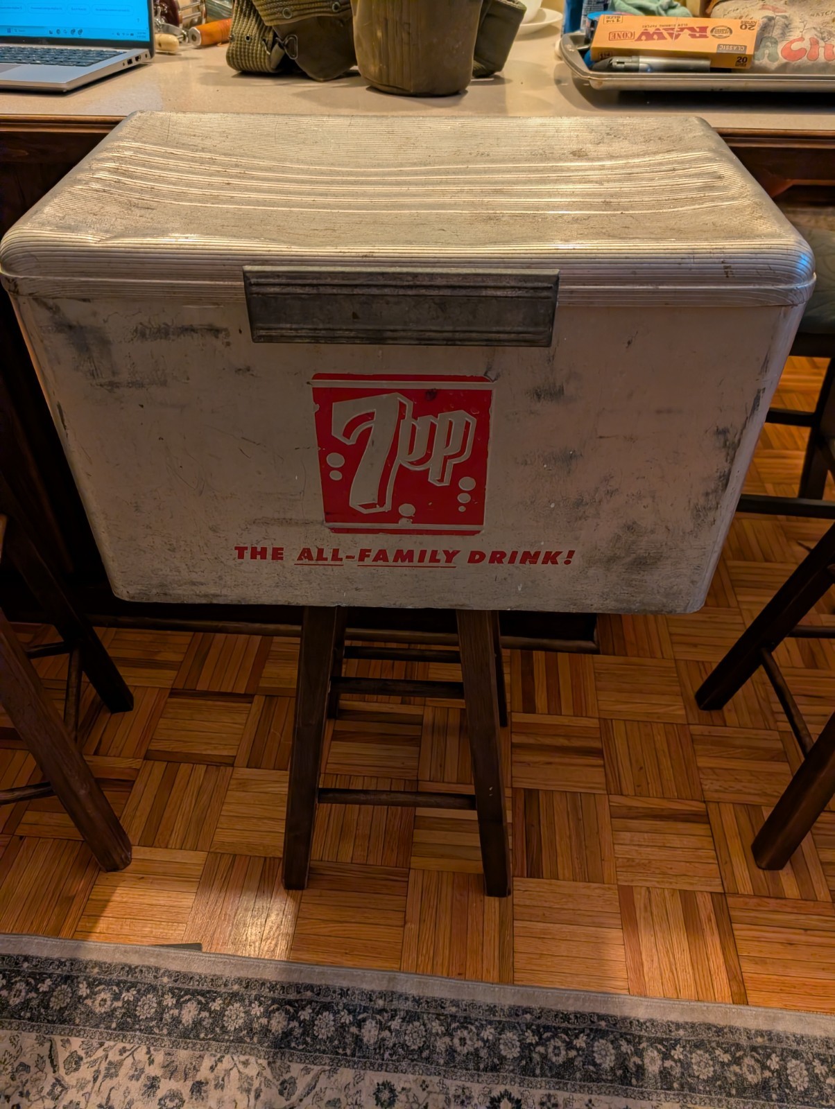 Vintage 7up The All Family Drink Embossed Metal Cooler
