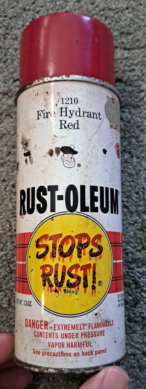 Vintage Rust-Oleum 1210 Fire Hydrant Red Spray Paint Can 1972
