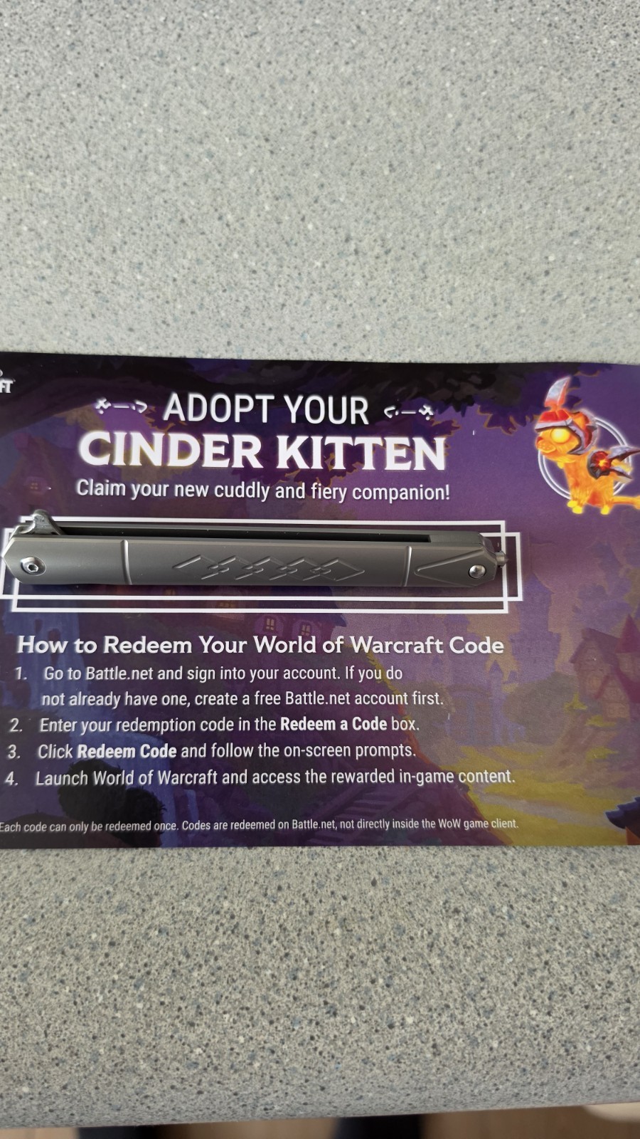 World of Warcraft Lodge Cast Iron Skillet Cinder Kitten Code (Code Only)