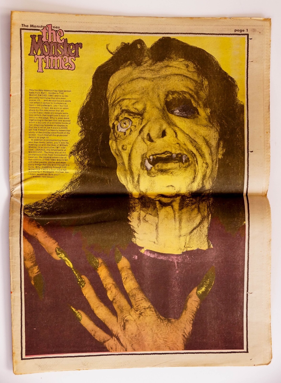 THE MONSTER TIMES #34 (1974) Horror Sci-Fi Fantasy newspaper Captain Kirk Speaks