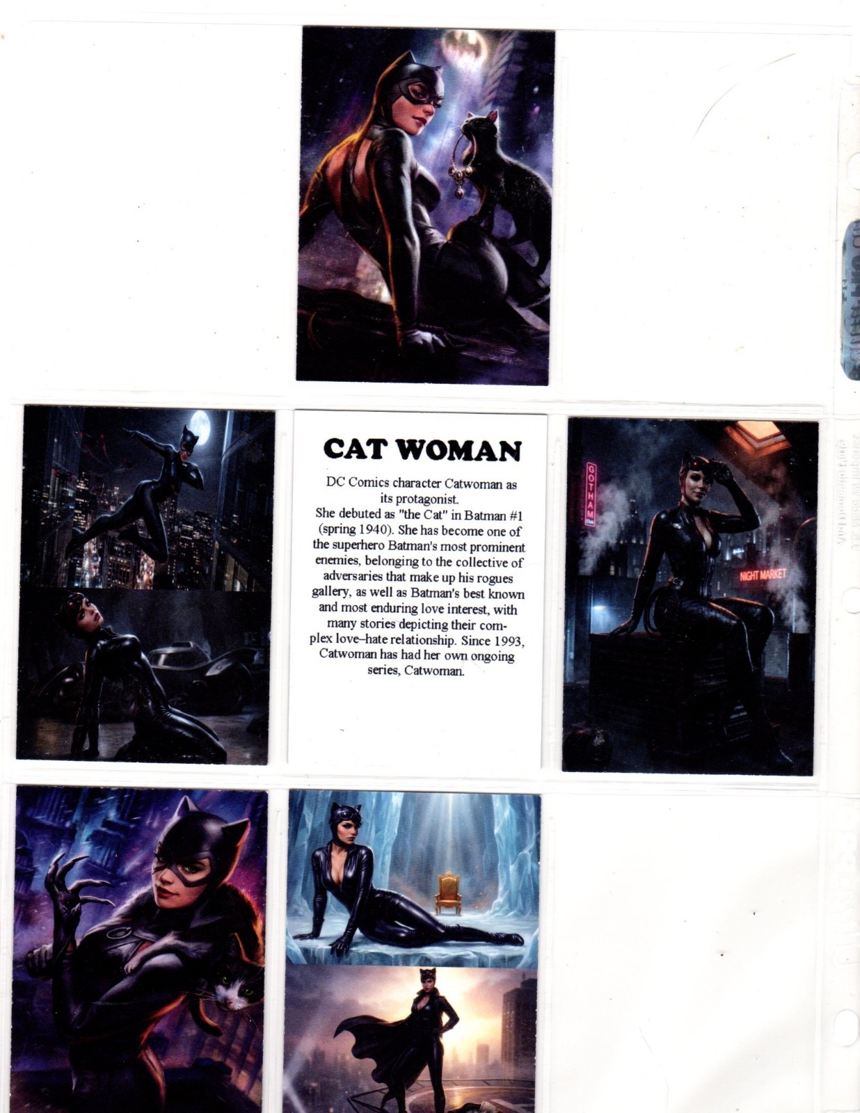 CATWOMAN CUSTOM NOVELTY TRADING CARD 6 CARDS SET