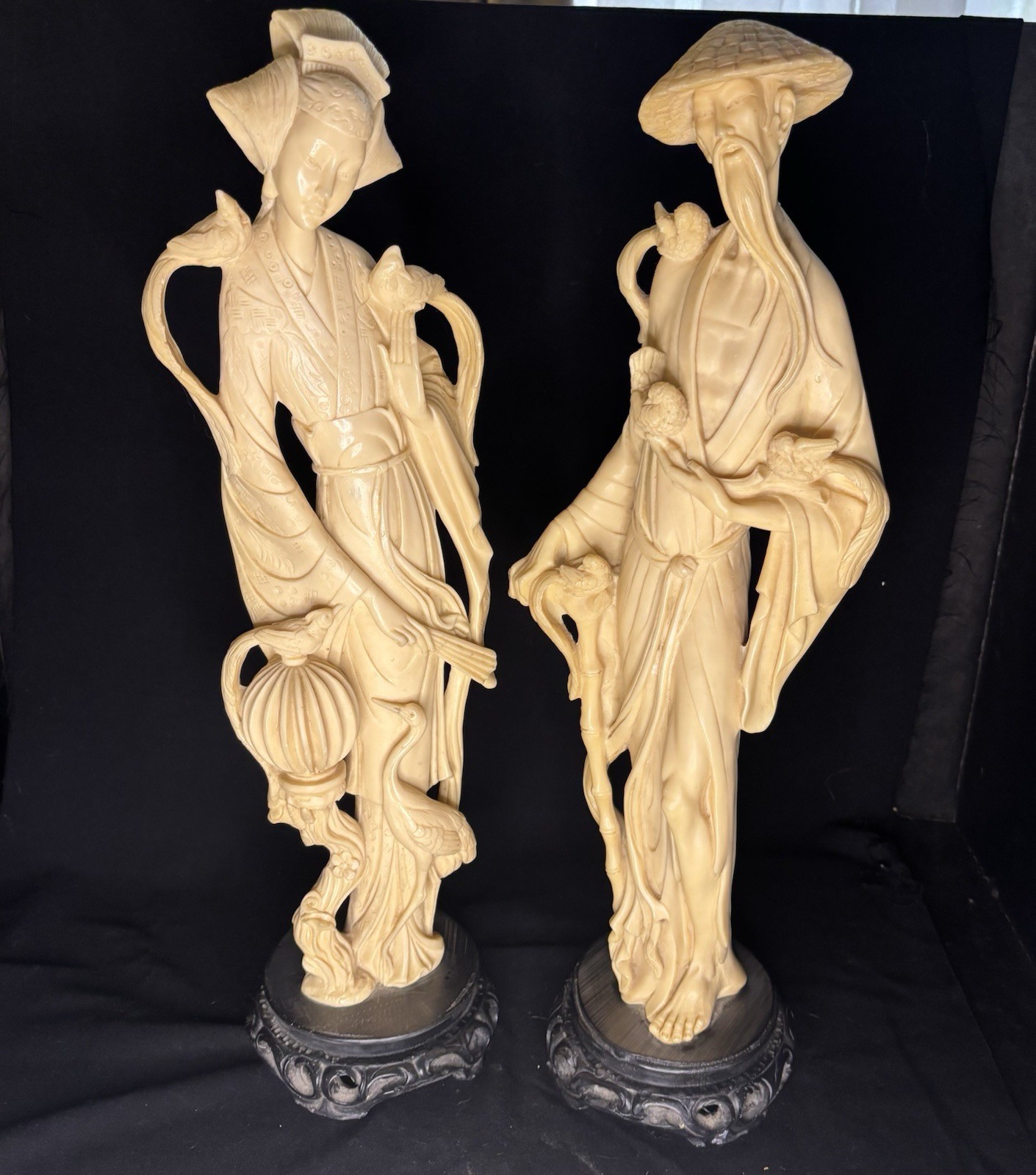 A Santini Vintage Man And Woman Couple sculpture Made In Italy Asian Culture 20”