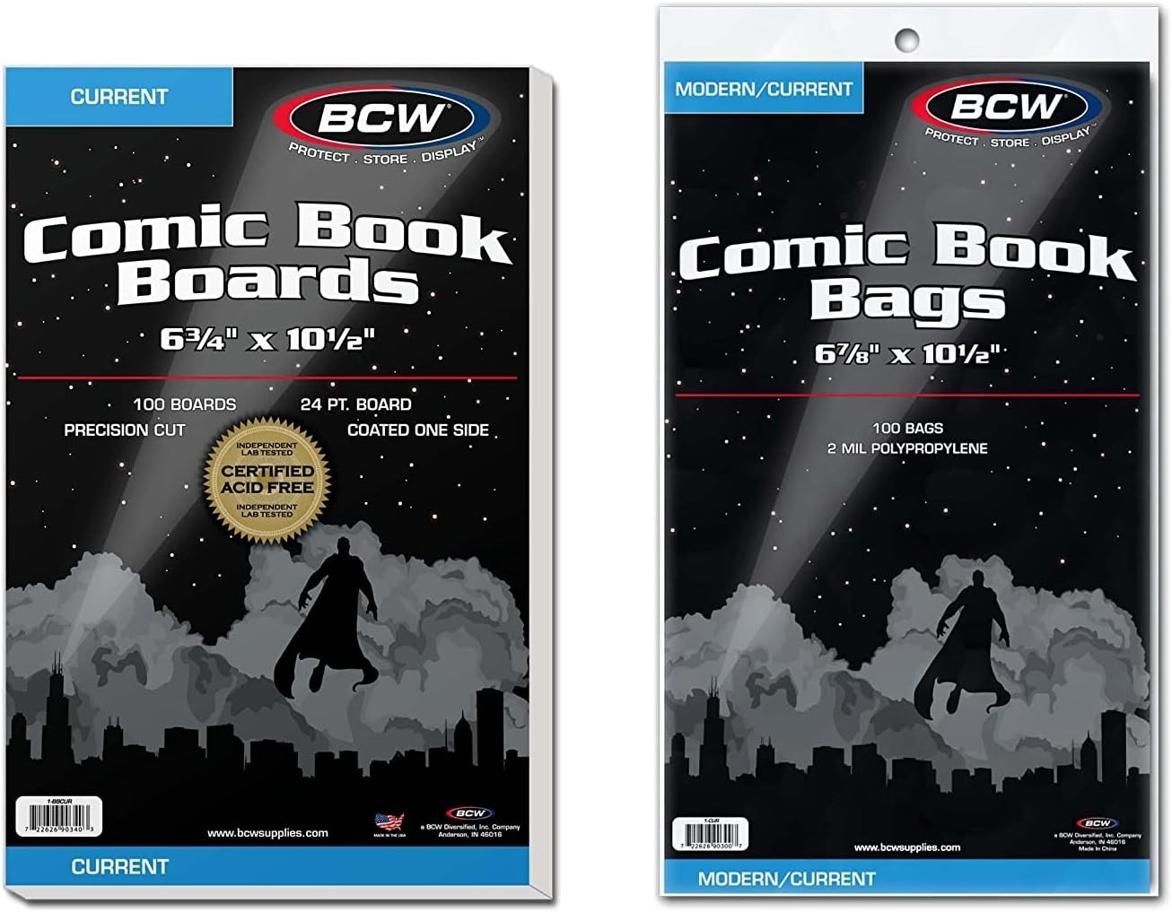Current Comic Boards and Bags Combo | 100 Polypropylene Comic Bags & Backer B…