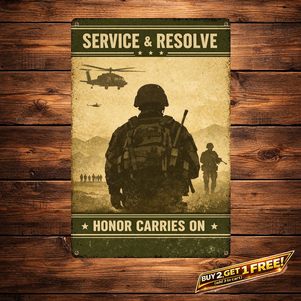 Veteran’s Oath Never Expires Metal Sign Patriotic Military Wall Art