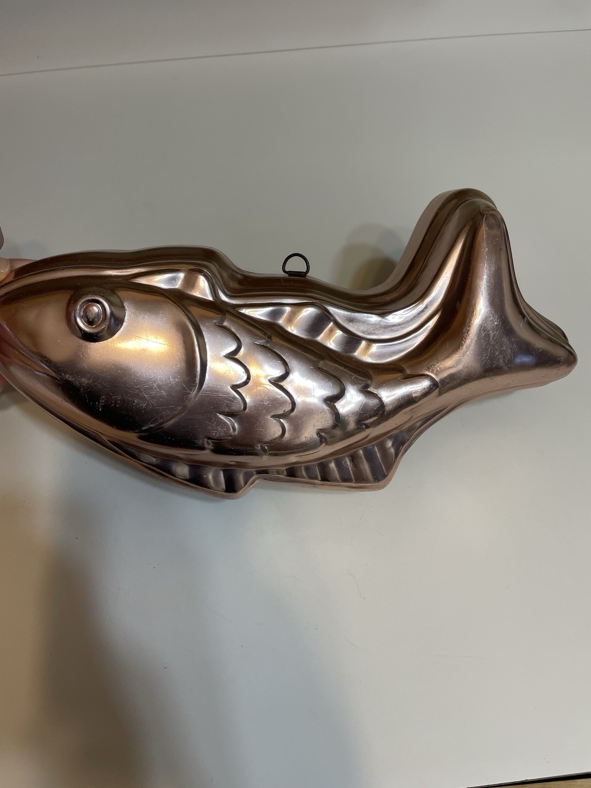 West Bend Vintage Pink Aluminum Fish Jello Cake Mold Wall Hanging
